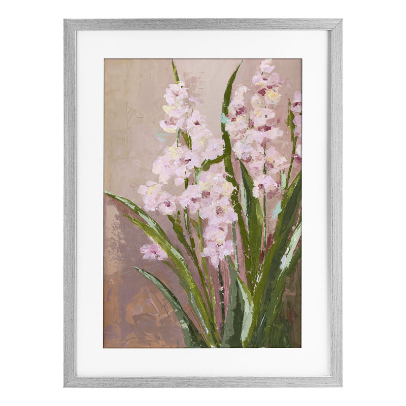 «Pink Garden Dreams», reproduction sous verre encadrée, conception de Susan Pepe, Cadre de ferme gris, H 20 po x l 14 po
