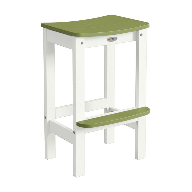Tabouret de bar sans dossier Shoreline, Blanc / vert palmier