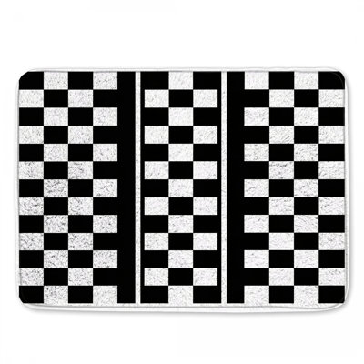 Black White Checkered Bath Mat
