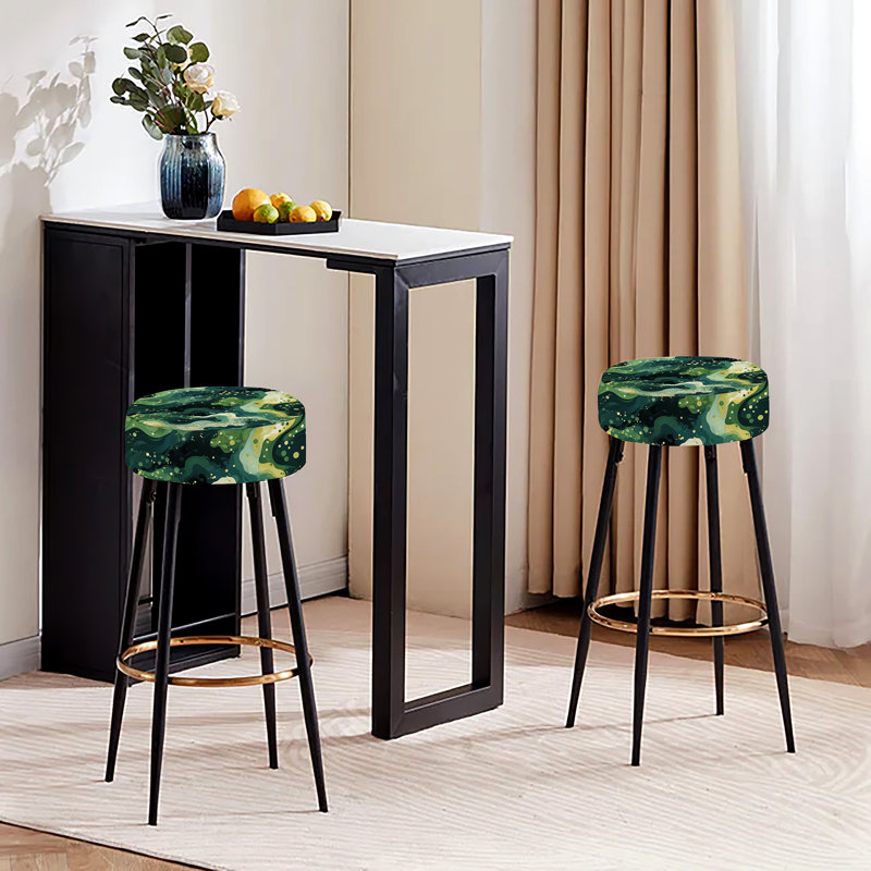 Ensemble de 2 tabourets floraux, Vert camouflage aura céleste