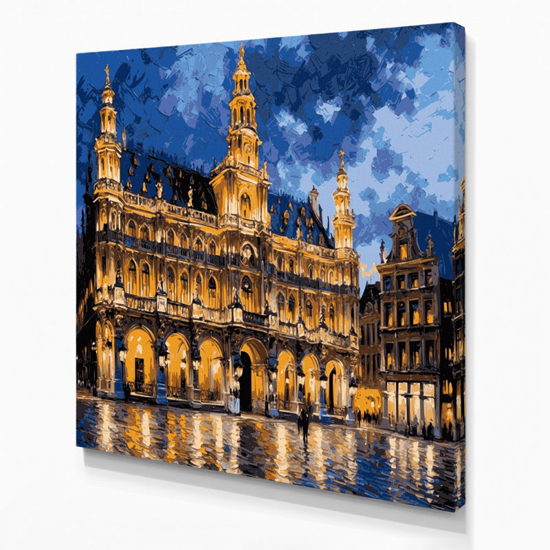 Art mural, villes bruxelloises, ville mauve, H 16 po x l 16 po