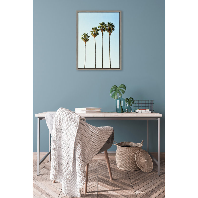 «Four Palm Trees» par Simon Te, reproduction d'art sur toile encadrée