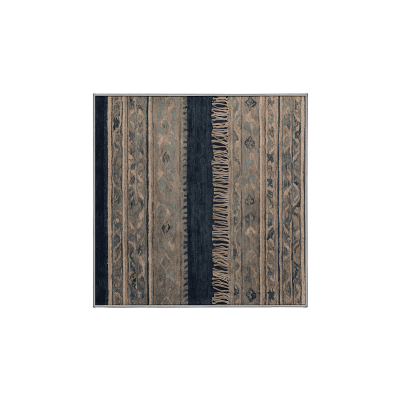 Machine Washable Gray Area Rug GSIX03566, Square 7'