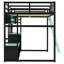 Cadre de lit de style moderne, lit mezzanine en bois avec bureau, tablettes, lumières DEL, ports USB et panneau perforé-399047715