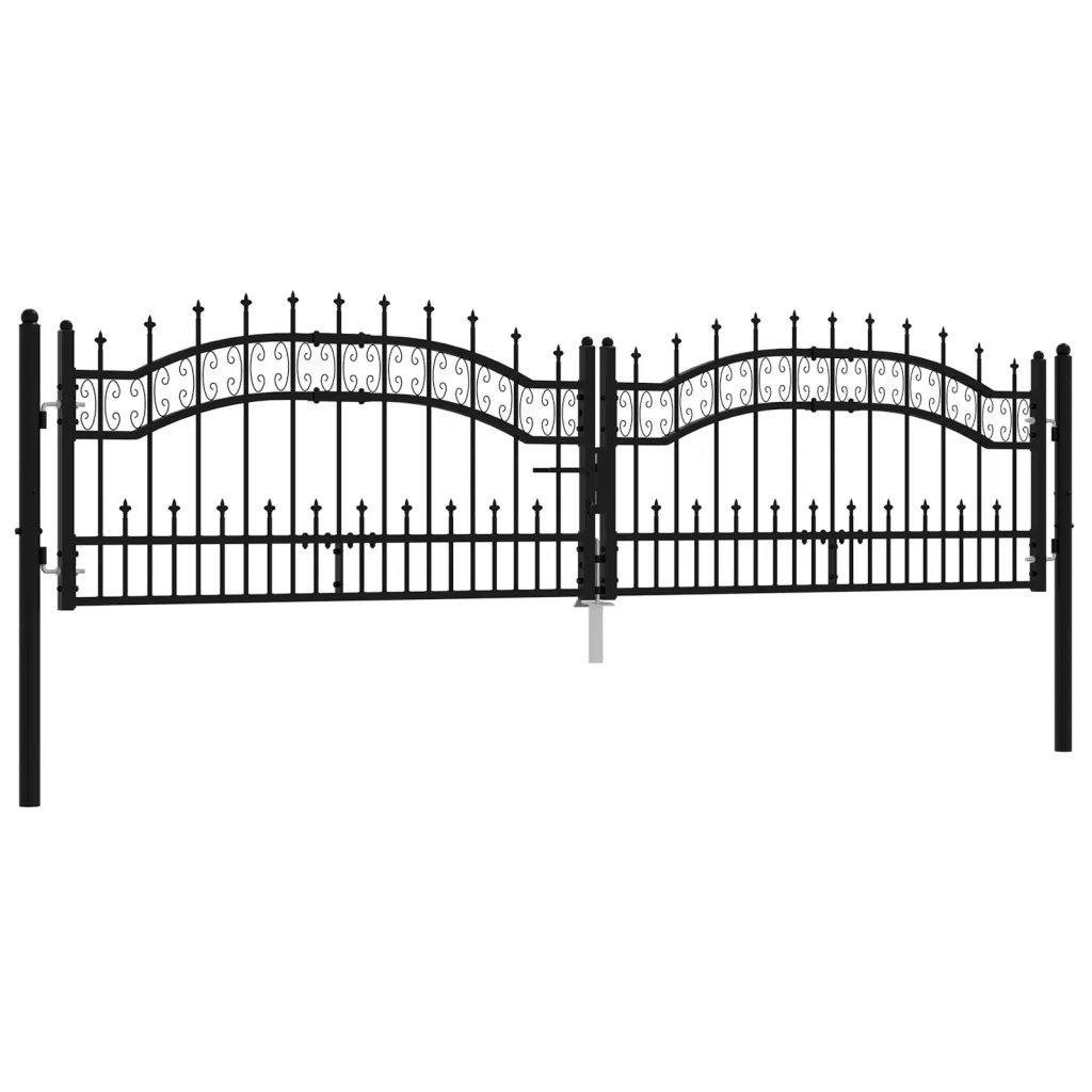 VidaXL Fence Gate With Spear Top Black Powder-coated Steel