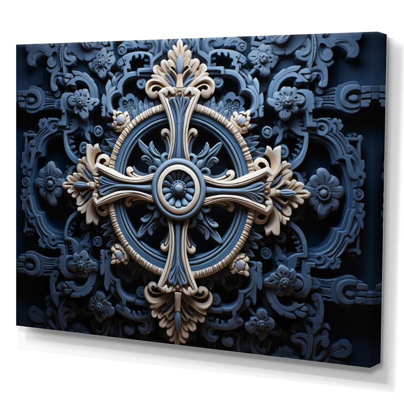 Croix religieuse, sagesse antique - impression, Toile tendue, H 30 po x l 40 po x P 1,5 po