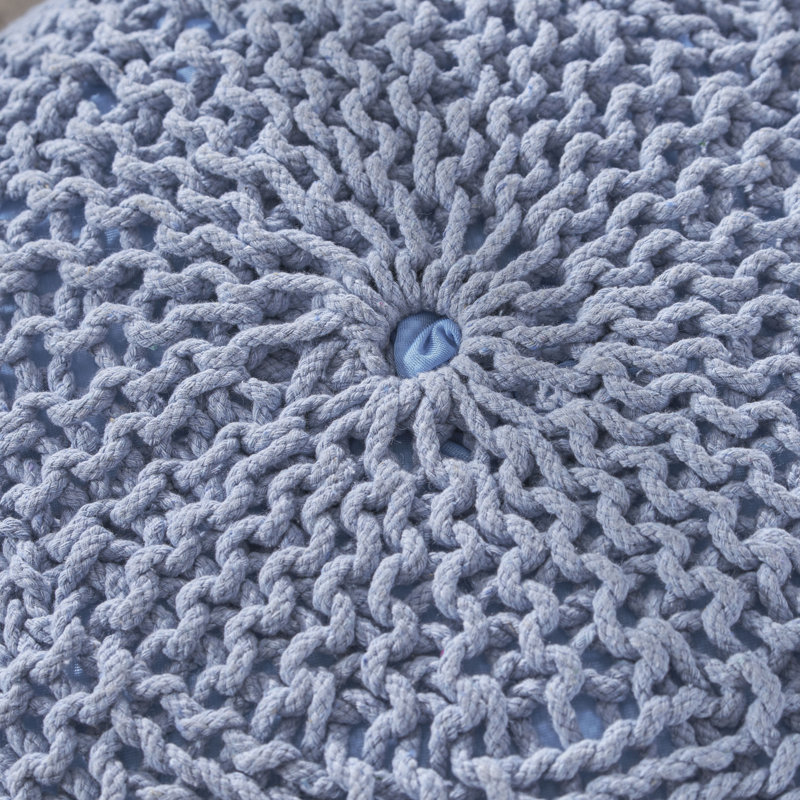 Pouf rond 19,75 po Moreland, Coton bleu