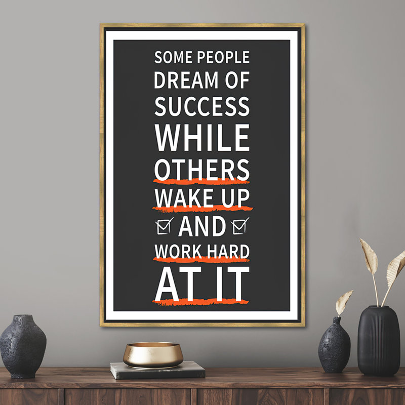 Citation inspirante «Succès inspirant», Reproduction encadrée sans passe-partout, H 81 po x l 45 po, Doré