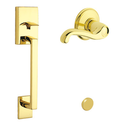 Century Handleset with Flair Dummy Style Interior Lever in Bright Brass