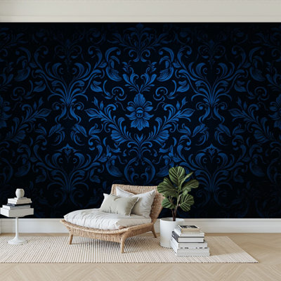 Peel and Stick Wallpaper 144" W x 100" H Modern Self Adhesive Wall Mural for Bedroom Vintage Gothic Dark Grey Black Royalty Luxury Elegance Victorian