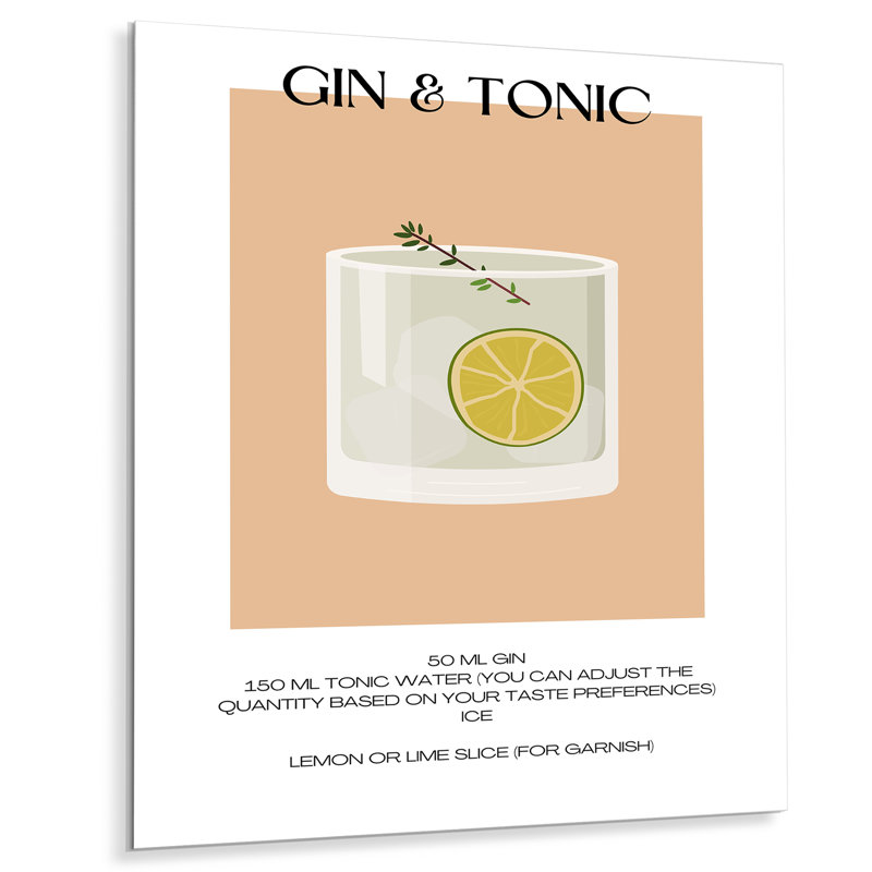 Gin & Tonic On The Rocks Highball Cocktail I - Décoration murale cocktails, Sans cadre, H 20 po x l 12 po