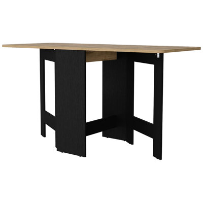 Bureau pliable en noir et brun - pour le travail de salle à manger, peu encombrant, rectangulaire, pliable et stable pour la cuisine, supportant 22 lb