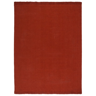 Lauren Ralph Lauren Hand Loomed Wool/Cotton Solid Colour Rug in Rust