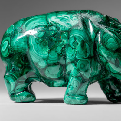Genuine Polished Malachite Hippo Carving (2.6 lbs)