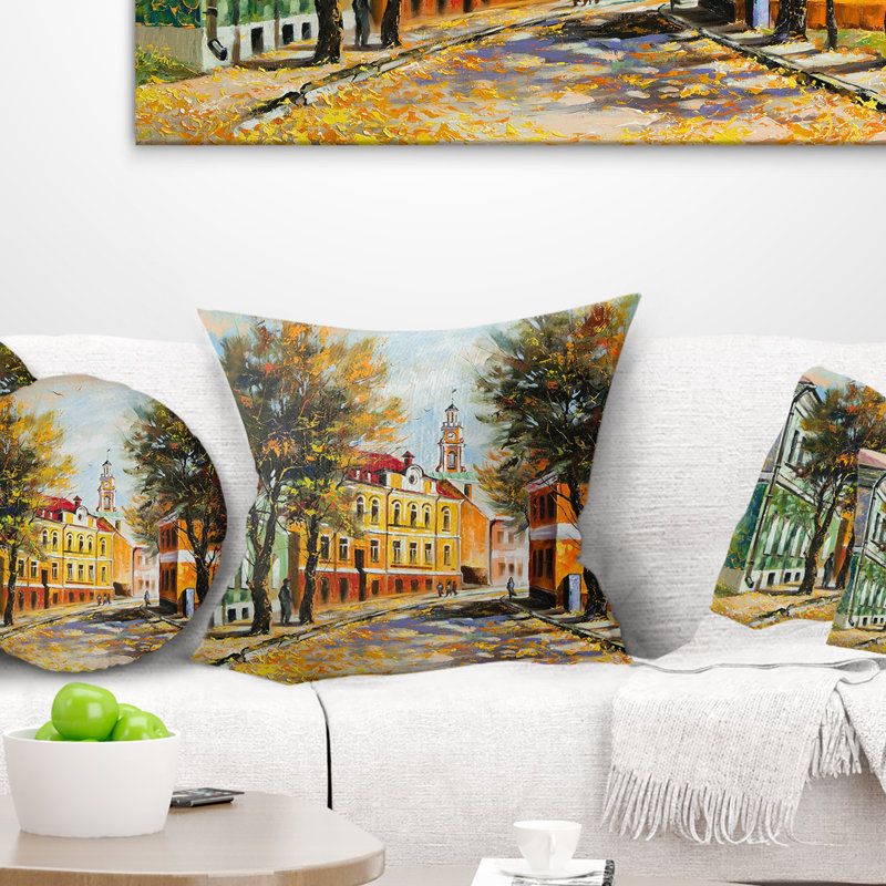 Coussin paysage antique Vitebsk, 16 po x 1 po, Coussin décoratif