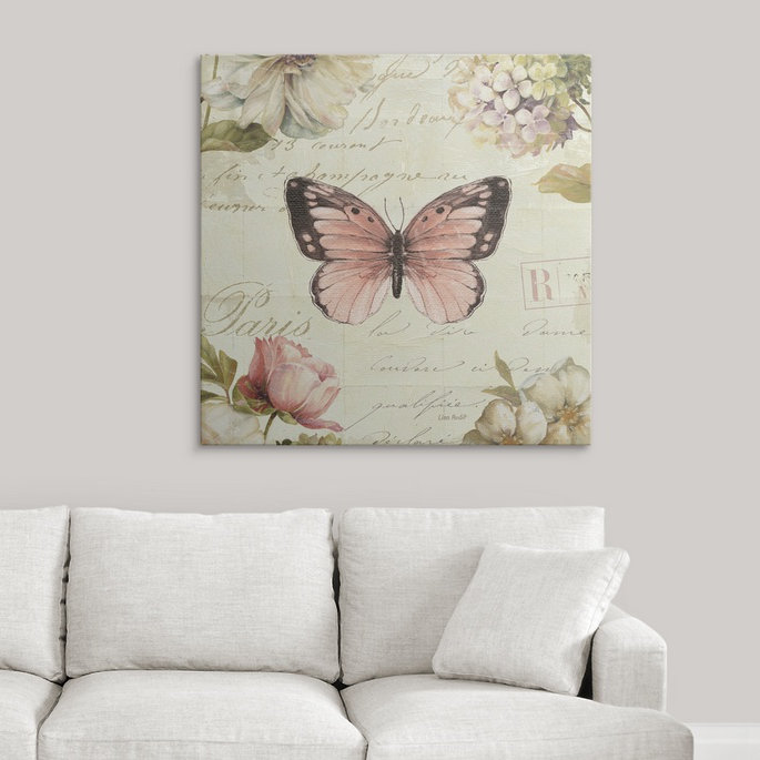 « i » par lisa audit, impression Marche de Fleurs Butterfly, H 24 po x l 24 po x P 1,5 po, Toile
