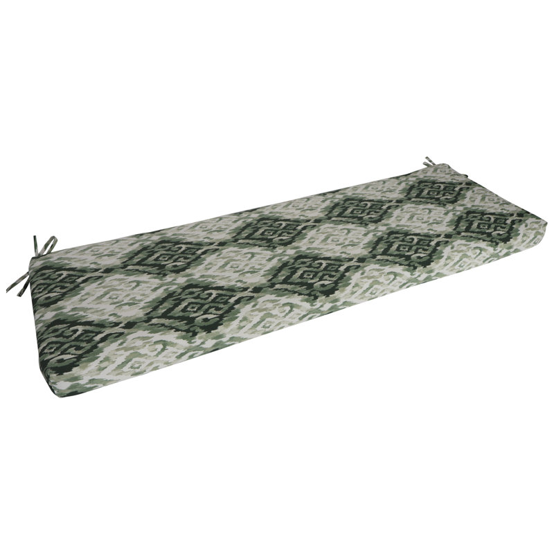 Outdoor Bench Cushion, 60" W x 19" D, Green/Lakat Mineral Abstract