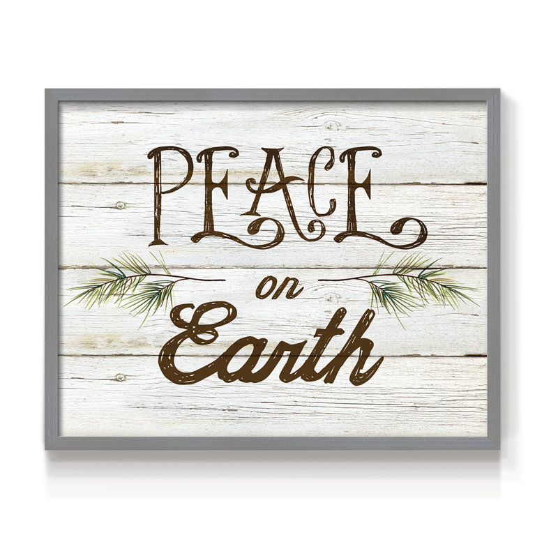 Peace on Earth Sprigs - Reproduction encadrée - Restickable, Gris, H 11 po x l 14 po