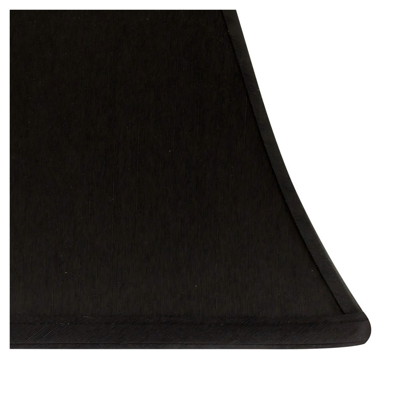 Abat-jour rectangulaire rigide en forme de cloche avec garniture laveuse, tissu shantung blanc noir avec doublure blanche, haut 5 x 8 x bas 10 x 16 x hauteur 11