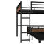 Lit superposé double au-dessus de double avec tête de lit et garde-corps double, lit superposé séparable, lits superposés robustes pouvant se transformer en lit mezzanine et en lit plateforme, durable et robuste, conception silencieuse, convient aux adultes, aux enfants et aux adolescents, noir et noyer-1136473858-1136473856