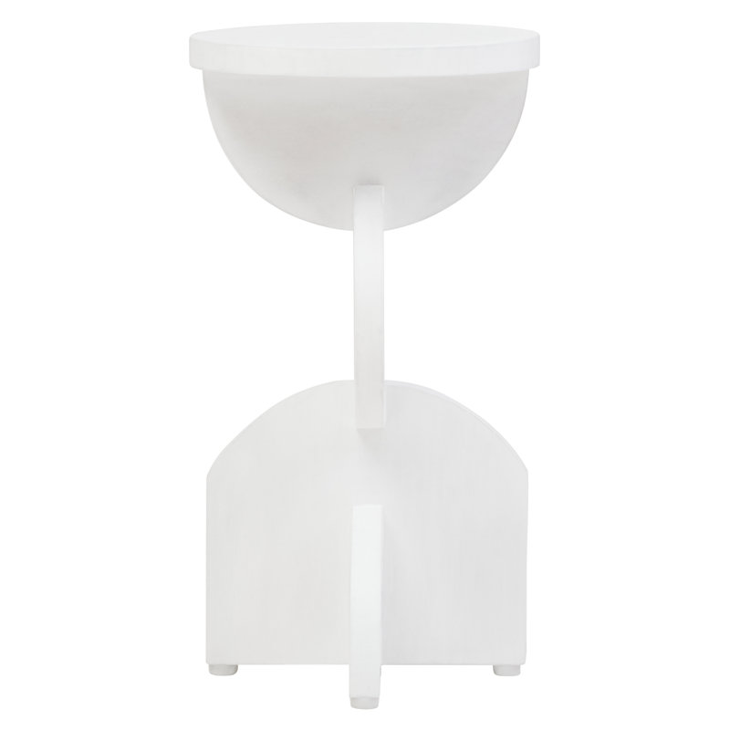 White Finish Mango Wood Abstract Side Table, White