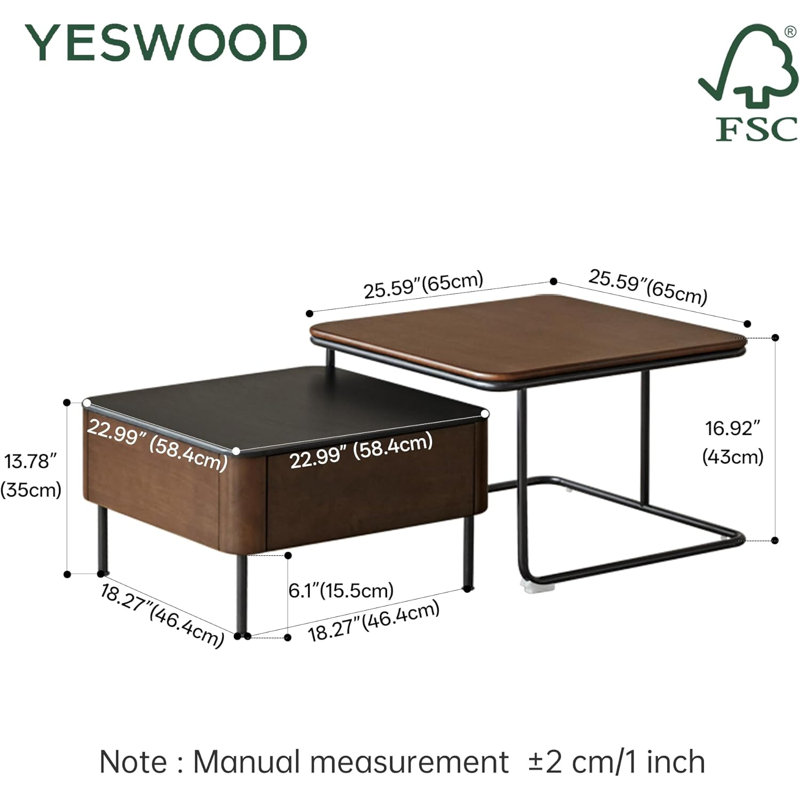 Solid Wood Nesting Coffee Table