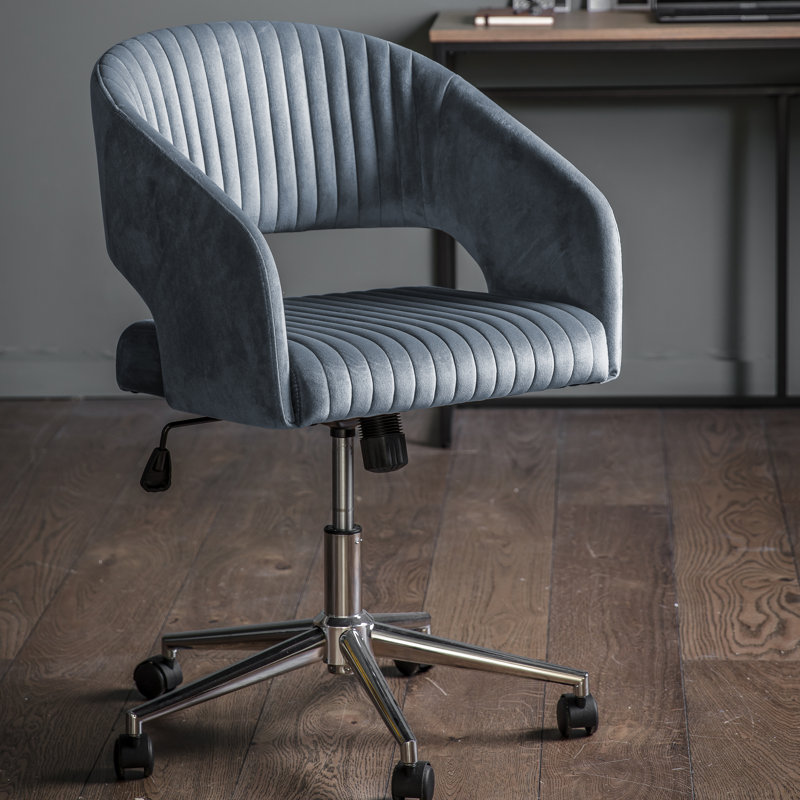 Fairmont Park Araceli Velvet Office Chair, Charcoal, Chrome