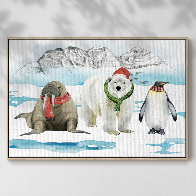 «Arctic Animal Collection A», reproduction d'art sur toile, H 17 po x l 25 po x P 2 po, Naturel