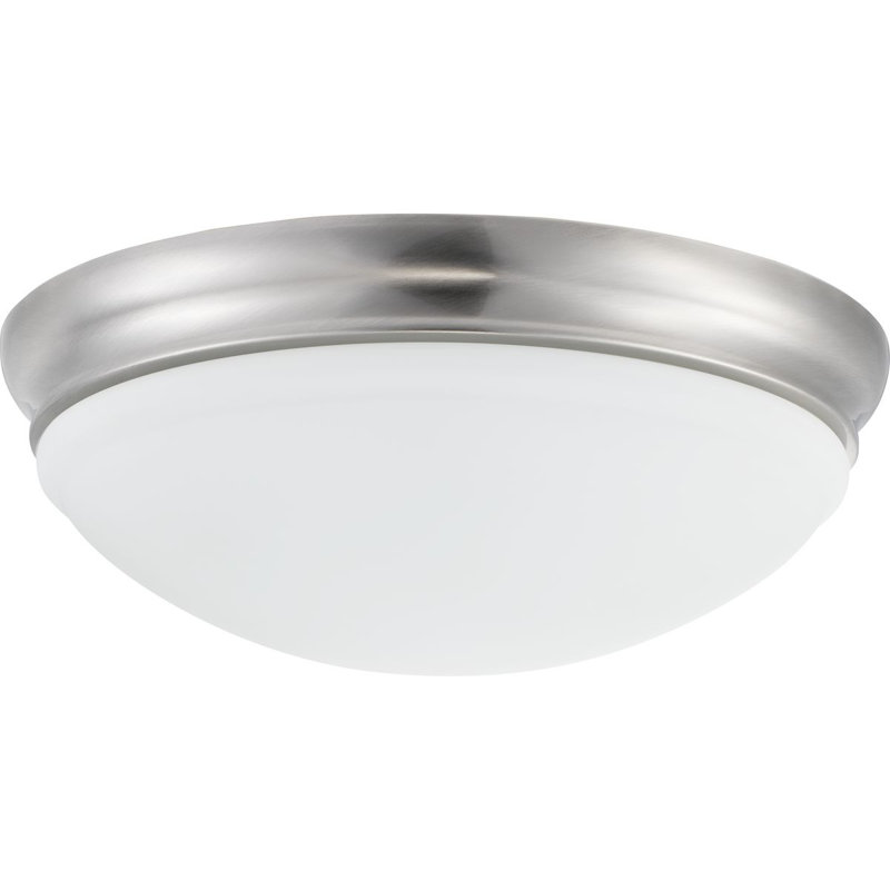 Mccully Glass LED Flush Mount, Brushed Nickel, 5.25" H x 15.25" W x 15.25" D