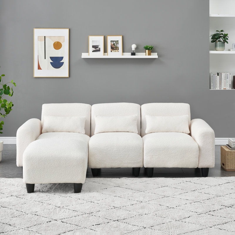 Eibe Upholstered 84.6'' Sofa, Beige Corduroy