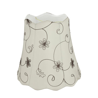Abat-jour cloche en lin blanc cassé / brun H 15 po x l 16 po