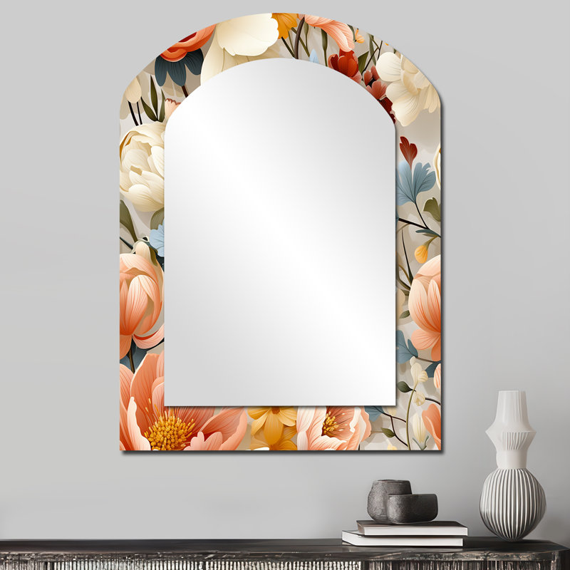 Miroir mural décoratif asymétrique traditionnel, 34 po x 25 po