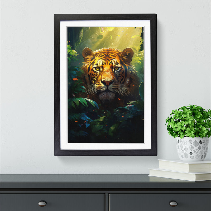 Jungle Informel - Single Picture Frame Print on Wood, 46cm H x 34cm W x 2cm D, Black Framed