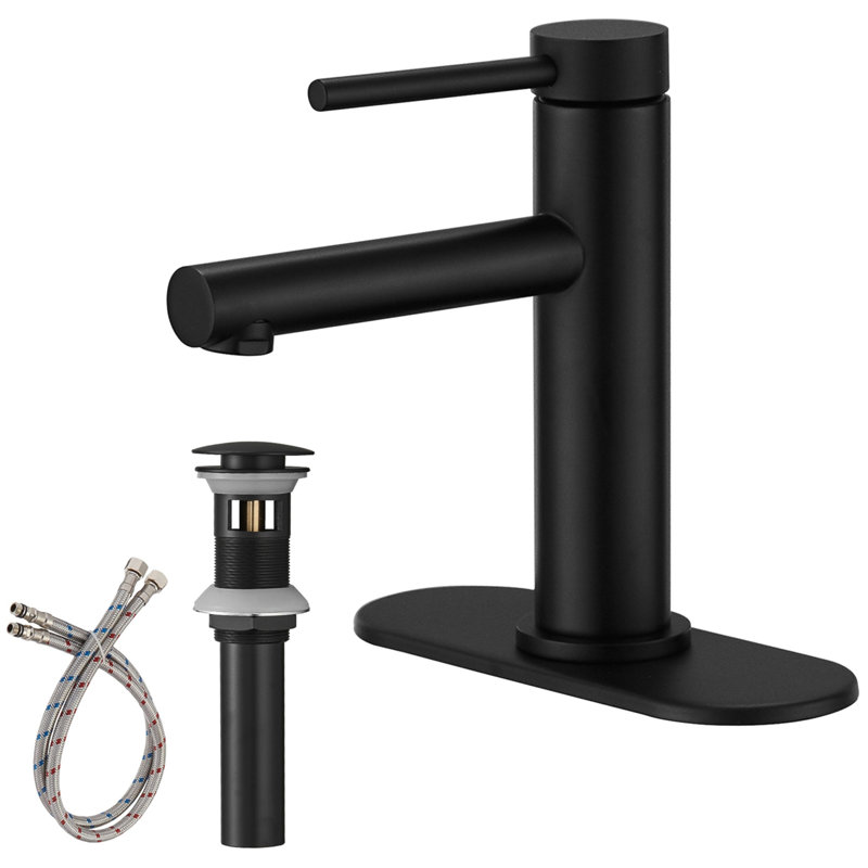 Robinet de salle de bain moderne à poignée simple avec drain