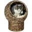 Lit pour animal de compagnie, lit surélevé pour chat avec coussin moelleux et forme de chaise en forme d'œuf, panier pour chat avec support