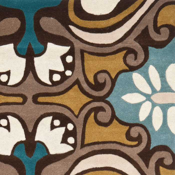 Tapis bleu / brun en laine touffeté à la main Amory, Rectangle 8 pi x 10 pi