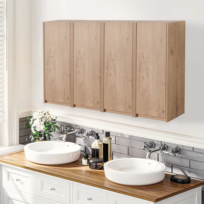 48" Bathroom Side Cabinet, 4-Soft Close Doors, Float Mounting Design