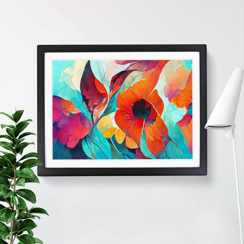 Floral Abstract Vol.6 - Single Picture Frame Print, Black Framed, 25cm H x 34cm W x 2cm D