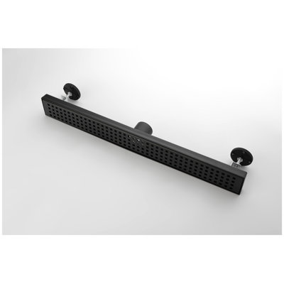 28 Inch Linear Shower Drain with Removable Quadrato Grate, Matte Black 304 Stainless Steel Floor Drain with Hair Strainer and Leveling Feet