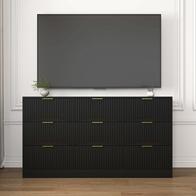 Commode 9 tiroirs noire
