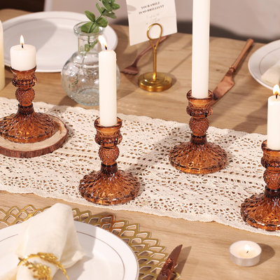 Ensemble de 12 chandeliers - chandeliers coniques en H de 4 po en vrac, chandeliers en verre pour le mariage, la fête, les centres de table de souper d'automne, les cadeaux de fête et le décor de rebord de fenêtre
