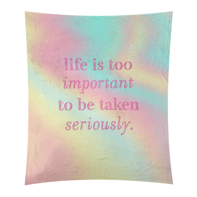 Tapisserie de levity et citation en polyester, H 27,5 po x l 37,5 po, Arc-en-ciel pastel