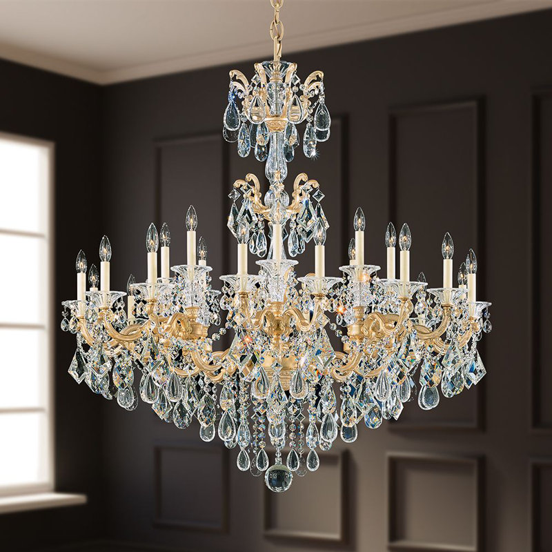 La Scala 24 - Light Chandelier, French Gold, Heritage Clear