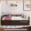 Lit de jour extensible en bois massif avec lit gigogne - conversion simple à très grand, finition espresso, aucun sommier nécessaire-1598037393