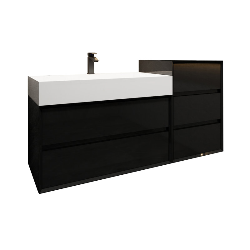 Meuble-lavabo simple 55 po Albizu, Noir
