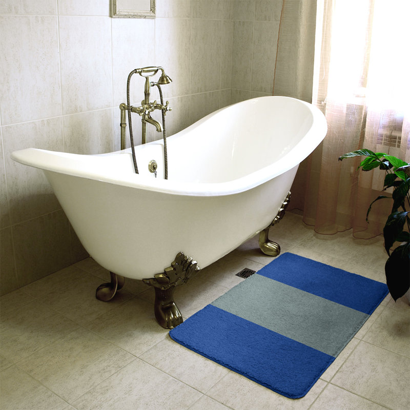 Tapis pour salle de bain Tennessee, l 17 po x L 24 po, Bleu clair / lave