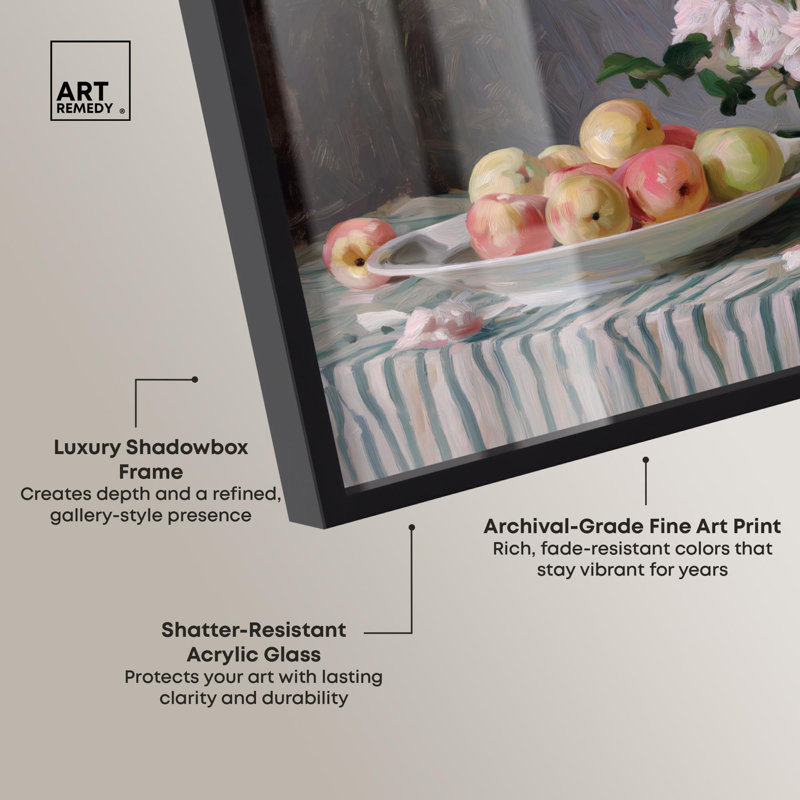 «Peaches and Roses Farmhouse Art» par Art Remedy, H 11 po x l 16 po, Noir