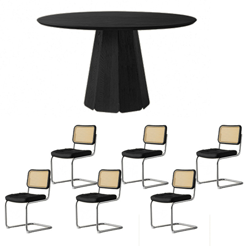 Carbonized ash dining table set