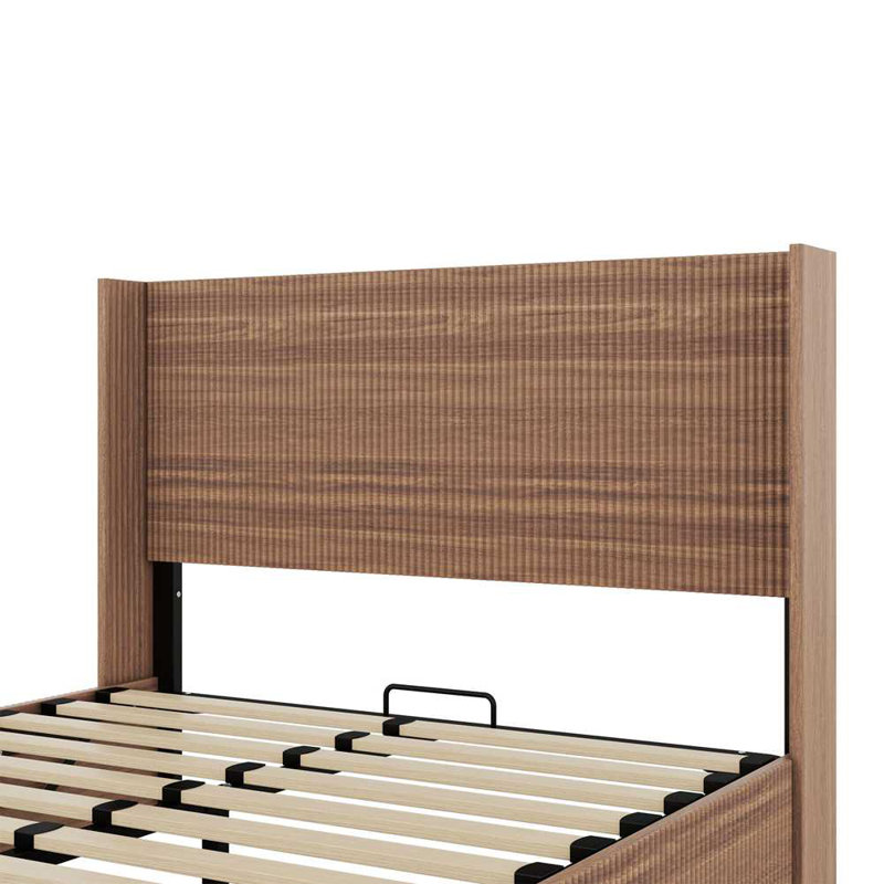 Wood Lift Storage Bed, Queen, Natural Wood