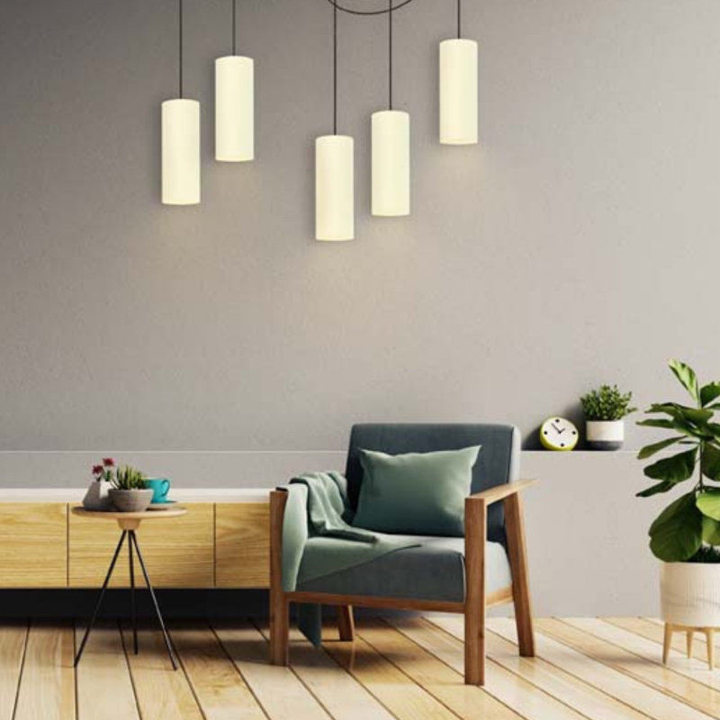 Carsten 5 - Light Cluster Pendant, Red, Chrome